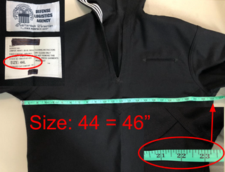 Jumper is 2-inches wider than label size. Example: size 44 will measure 46-inches wide from armpit-to-armpit when laid flat.