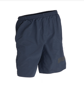 AS-IS NAVY PT Shorts - 8". AS-IS Condition USN Physical Training Shorts with 8-inch inseam leg.  - Unisex sizing - Navy blue in 100% nylon. "NAVY" in silver reflective 1 1/2" lettering on front left leg. - Option of included Polyester lining (moisture-wicking & odor-resistant) or without liner (cut out by Sailors for more freedom of movement).  - USN-Certified. Made in the USA.