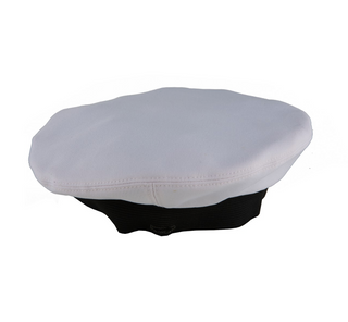 NAVY White Poly Cotton Dress Cap Cover  US NAVY White Dress Cap Cover in Polyester Cotton Twill Fabric. USN wear with Dress & Summer White Uniform for E7-O10.  - Fabric: White 65/35 Polyester Cotton Twill - Made in the U.S.A.