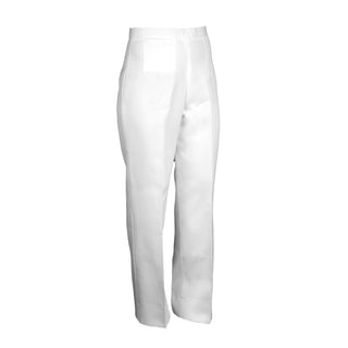 NAVY Women's Service Dress White Unbelted Trousers CO/CPO. US NAVY Female Service Dress White (SDW) Unbelted Pants for Officers/Chief Petty Officers. Features: fore and aft creases, plain waist, left side zipper, and a waistband pocket in the upper right front. All pants are hemmed unless stated otherwise. White 100% Polyester / Certified Navy Twill (CNT). Made in U.S.A. Genuine, Official US Military Navy Uniform.