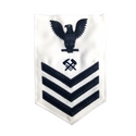 NAVY Men's E4-E6 Rating Badge: Hull Maintenance Technician - White