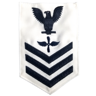NAVY Men's E4-E6 Rating Badge: Aviation Machinist's Mate - White