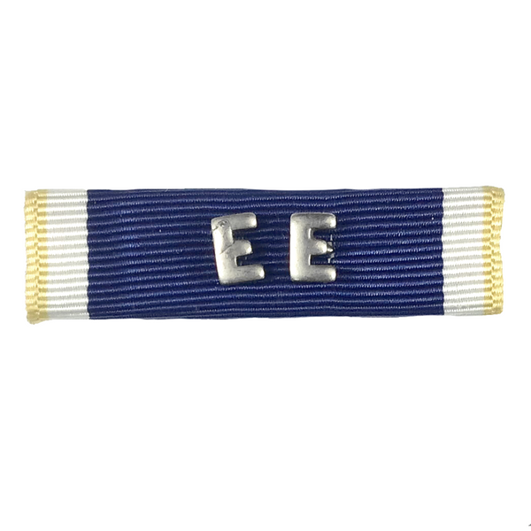 US Armed Forces Military Ribbon - Navy E for Efficiency with 2 silver "E" devices