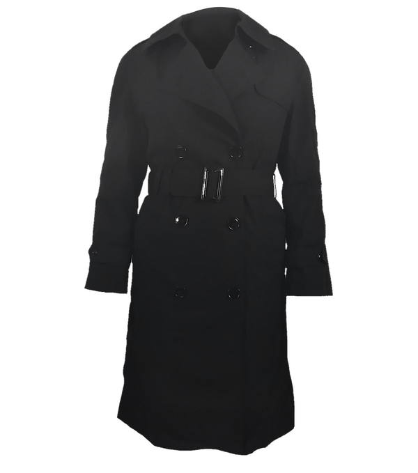 AS IS NAVY Women Black All Weather Trench Coat Military Outerwear Uniform Trading Company