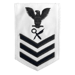 NAVY Women's E4-E6 Rating Badge: Intelligence Specialist - White