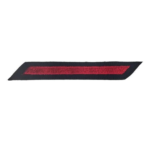 USN Male Enlisted Service Stripe Hash Marks -1 Stripe Embroidered Red on Blue Serge Wool.