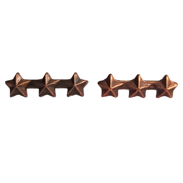 US Armed Forces Military Ribbon Attachment Device - 3 Bronze Stars 3/16".  - Sold in pairs. - Condition: Good, pre-owned/gently used unless marked as NEW.