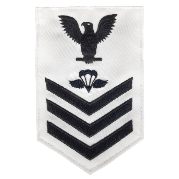 NAVY Men's E4-E6 Rating Badge: Aircrew Survival Equipmentman - White