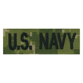 US NAVY "U.S. NAVY" Type 3 Tape in Woodland Digital Green Camouflage, for application on the NWU Type III Blouse. USN Certified. Green Digital Woodland Camo with USN Insignia. 50% Nylon / 50% Cotton Ripstop Made in U.S.A. Condition: Good, pre-owned/gently used unless marked as NEW.