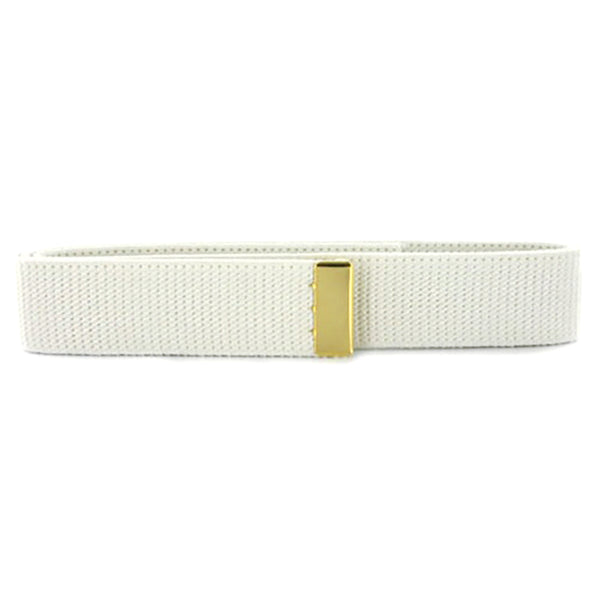 USN Male White Cotton Web Belt with Gold Metal Tip. Measurements: 1.25-inches wide. Genuine Military Uniform Item, US Navy Certified. Made in the U.S.A.
