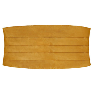 Men's Satin Gold Cummerbund - Wrap Around Belt. Male Gold Cummerbund with back velcro closure. Cummerbund with wraparound, 5-pleat style for Navy wear with Tropical Dinner Dress Uniforms for Naval Chief Petty Officers & Officers (E7-O10). Wear with pleats facing up, around the waist overlapping the skirt/trouser top at least 1 inch. Yellow Gold Satin Polyester with hook & loop (velcro) back closure. USN Certified. Made in U.S.A.