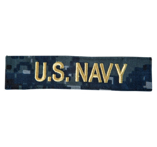 US NAVY Working Uniform Type 1 Tape: "U.S. NAVY" worn by Officers & CPOs. Official U.S. Navy patches sewn on the NAVY NWU Type I Blouse. Digital Blue Camouflage (retired in October 2019).  - USN Certified - NWU Type 1 Blue Digital Camouflage (Blueberries) - Fabric: 50/50 Nylon Cotton Twill - Made in the USA - Condition: Good, pre-owned/gently used unless marked as NEW.