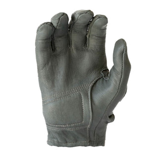 US ARMY Combat Gloves - Type II Capacitive in Sage/Foliage Green knit and leather.  Slip-on style with adjustable wrist tabs. Top construction is made of flame resistant knit and touchscreen leather. The pliable goatskin leather is treated for water & fire resistance.  Features padded knuckle and palm reinforcements for impact protection, useful storage loop for easy storage on a carabiner made from para-aramid webbing, FR hook & loop wrist binding.