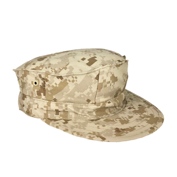 Marine Corps MARPAT Desert 8-Point Cap Hat Cover, No Insignia. Authentic Current Standard Issue MCCUU in Digital Desert Camouflage. These uniforms are currently worn by the US Marine Corps. USMC-Certified.  - Genuine, Official Military Issue Item - Made in U.S.A. - Condition: GOOD, pre-owned/used unless noted as NEW.