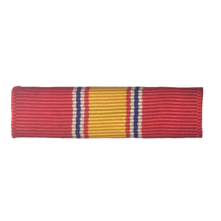 US Armed Forces Military Ribbon - National Defense Service Medal (NDSM).  - Measurements: 1-3/8" wide x 1/4" high - Sold individually. - Condition: Good, pre-owned/gently used unless marked as NEW. - Ribbon mounting bars sold separately.