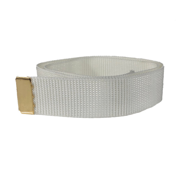 NAVY Men's White Nylon Belt - Gold Tip