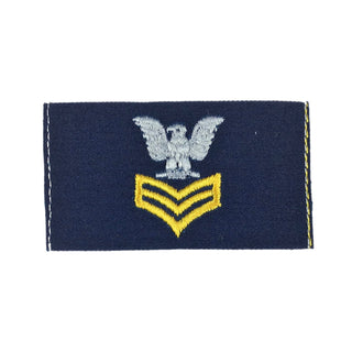 US NAVY Coverall Collar Device E-6 Petty Officer 1st Class - Silver Eagle (Crow) with Gold Chevrons
