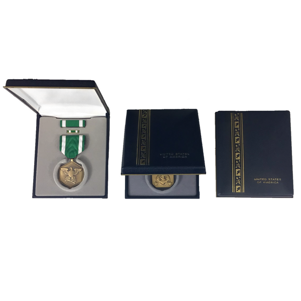 U.S. Military Armed Forces Medal Presentation Sets. 3-piece set includes: Regulation Full Size Medal, Lapel Pin, and Ribbon Unit mounted on single base bar with clutch or pin backs in a presentation case. Priced per set.  U.S. Military Armed Forces Medal Presentation Sets. 2-piece set includes: Regulation Full Size Medal and Ribbon Unit mounted on single base bar with clutch or pin backs in a presentation case. Priced per set.