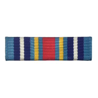 US Armed Forces Military Ribbon - Global War On Terrorism Expeditionary Medal (GWOTE).  - Measurements: 1-3/8" wide x 1/4" high - Sold individually. - Condition: Good, pre-owned/gently used unless marked as NEW. - Ribbon mounting bars sold separately.