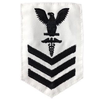 NAVY Women's E4-E6 Rating Badge: Hospital Corpsman - White