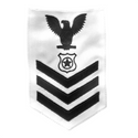 NAVY Women's E4-E6 Rating Badge: Master At Arms - White