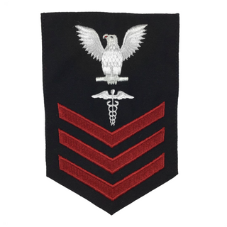 NAVY Men's E4-E6 Rating Badge: Hospital Corpsman - Blue