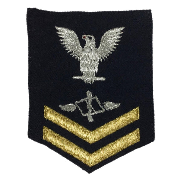 NAVY Women's Rating Badge: E5 Aviation Maintenance Administrationman (AZ) - Seaworthy Gold on Blue