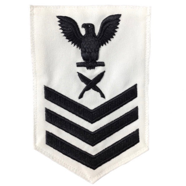 NAVY Men's E4-E6 Rating Badge: Yeoman - White