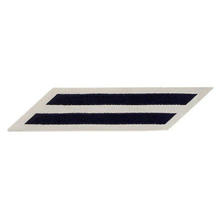 USN Female Enlisted Service Stripe Hash Marks -2 Stripes Embroidered Blue on White CNT (Certified Navy Twill)