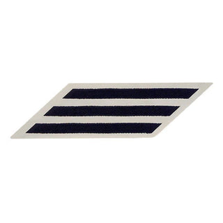 USN Female Enlisted Service Stripe Hash Marks -3 Stripes Embroidered Blue on White CNT (Certified Navy Twill)