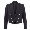 US NAVY Men's Dinner Dress Blue (DDB) Jacket with Silver Buttons. USN wear for male Enlisted Formal Dinner Dress uniform. This mess jacket is made of authorized Navy fabric with semi-peaked narrow lapels, back tapered to a point, and three 35‑ligne silver navy eagle buttons down each side of the front.