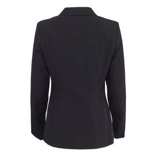 US NAVY Women Service Dress Blue Jacket with No Buttons. USN Female Dress Blue Jacket with No Buttons. This is a retired SDB Coat for enlisted female Sailors (E6 and below). Features a shaped silhouette with a welt left breast pocket, and four buttonholes on the left front. Customize this blazer with your own special buttons or military insignia buttons. Black (US Navy #3346); 55% Polyester 45% Wool Blend. Made in U.S.A. Genuine, Official US Navy Military Uniform.
