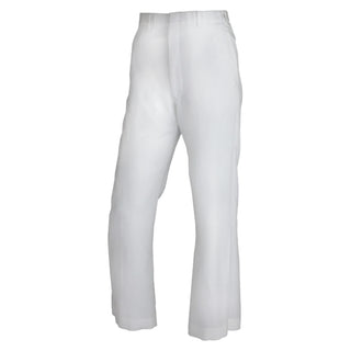 USN Men's Service Dress White (SDW) Jumper Pant Trousers. Part of the Summer version of the Navy "Crackerjack" uniform. Worn with the new NAVY Men's Dress White Jumper Top with Piping, or the classic NAVY Men's Dress White Jumper Top without Piping. White 100% Polyester Certified Navy Twill (CNT). Made in U.S.A. Genuine, Official US Military Navy Uniform.