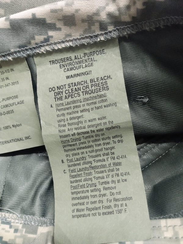 USAF ABU APECS Trousers - Digital Tiger Stripe Clothing Tag, Trousers All-Purpose Environmental Camouflage