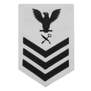 NAVY Men's E4-E6 Rating Badge: Ship's Serviceman - White