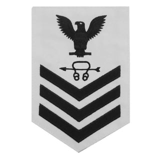NAVY Men's E4-E6 Rating Badge: Sonar Technician - White