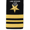 AS-IS Condition US NAVY Men's Service Dress Blue (SDB) Jacket with Line Officer Lieutenant Commander Sleeve: 1 gold star, 2 thick gold stripes bordering 1 thin gold stripe