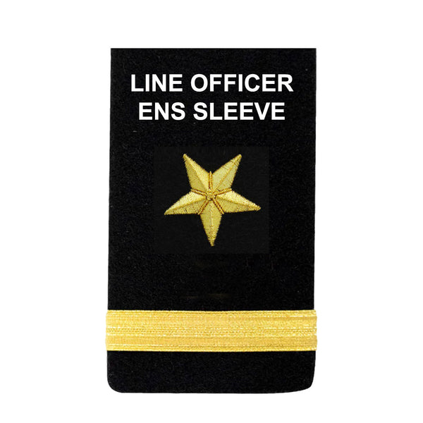 US NAVY Male Service Dress Blue (SDB) Jacket with Line Officer Ensign Sleeve: embroidered gold star with 1 gold stripe