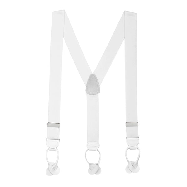 Suspenders - White Elastic with Leather Ends