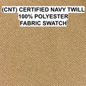 US Navy Khaki Certified Navy Twill (CNT) Fabric - 100% Polyester with a twill diagonal weave.