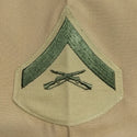 USMC Men's Chevron Green on Khaki LCPL patch insignia. E-3 Lance Corporal.
