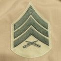USMC Men's Chevron Green on Khaki SGT patch insignia. E-5 Sargeant.