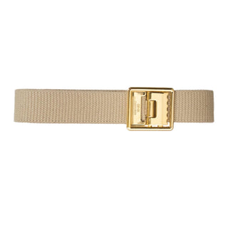 USMC Men's Khaki Cotton Belt - Gold Buckle & Gold Tip