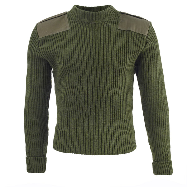 USMC Men's Green Sweater with Epaulets | Uniform Trading Company
